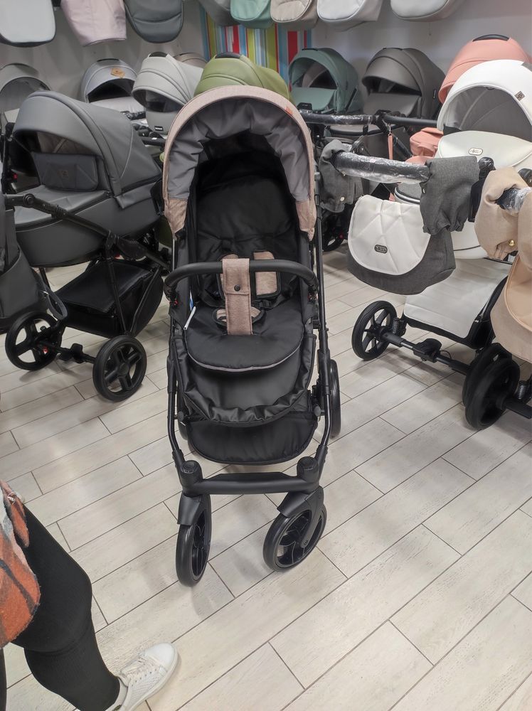 Польська коляска baby merc piuma кольору капучино