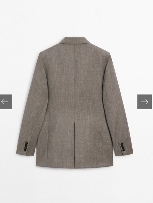 Nowa marynarka Massimo Dutti 100 % wełna norkowa chłodny beż 34 XS