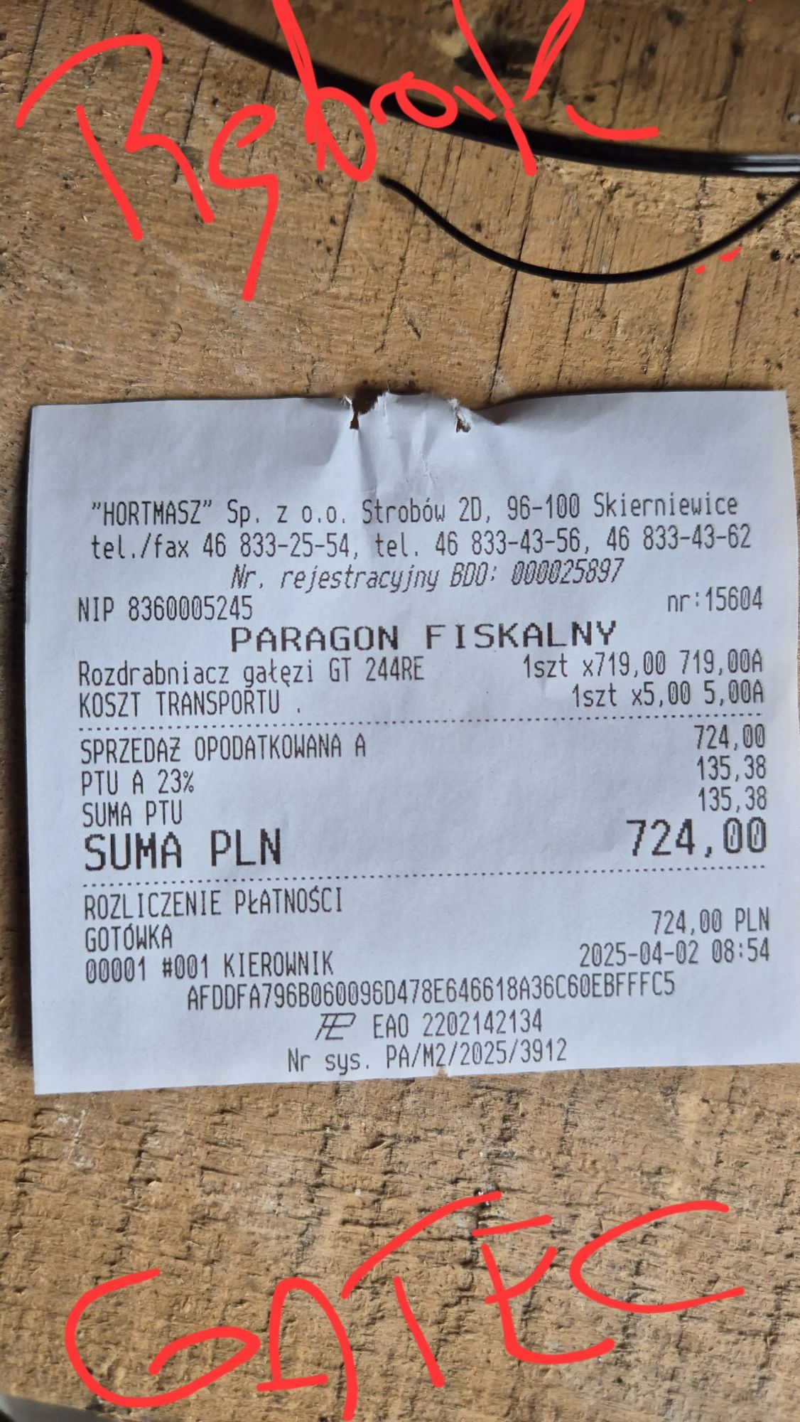 Rozdrabniacz gałęzi Gatec GT 244 RE