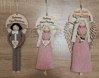 Zestaw 3 aniołków makramowych