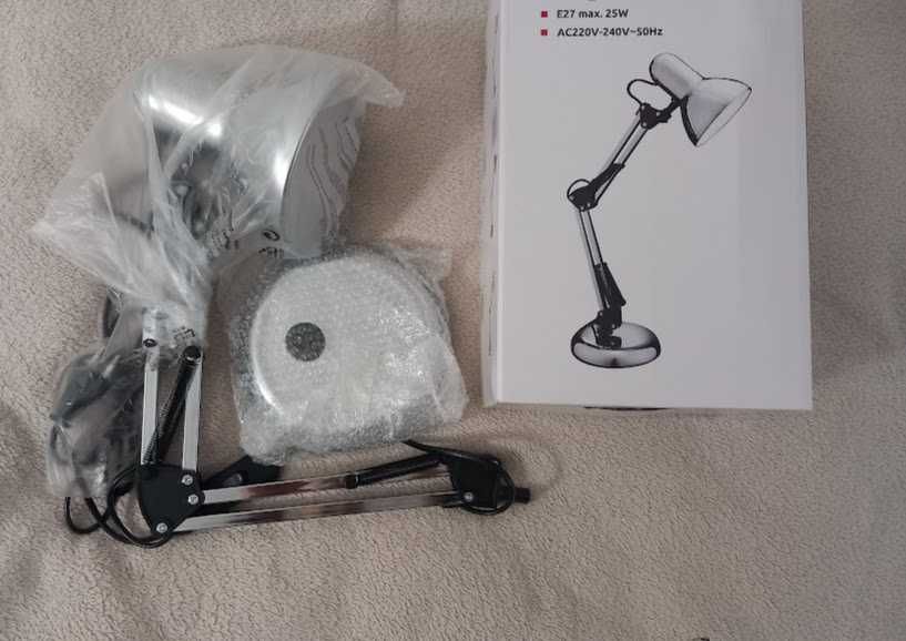 Super lampka - biurkowa nocna stołowa kreślarska *Chrom* Nowa!