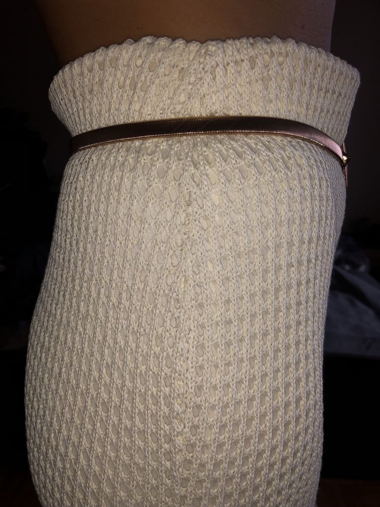 Zara tweedowa midi spódnica na gumie siatka z frędzlami frędzle
