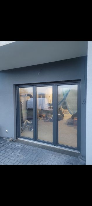 Antracytowe okno tarasowe balkonowedługość 250x223cm wysokość