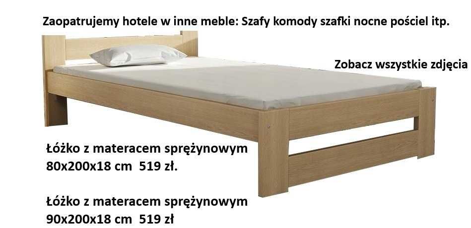 Łóżko + Materac + Stelaż zestaw 80x200 90x200 Łóżko hotelowe