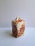 Mały pojemnik kuchenny z fajansu w odcieniach brązu, vintage