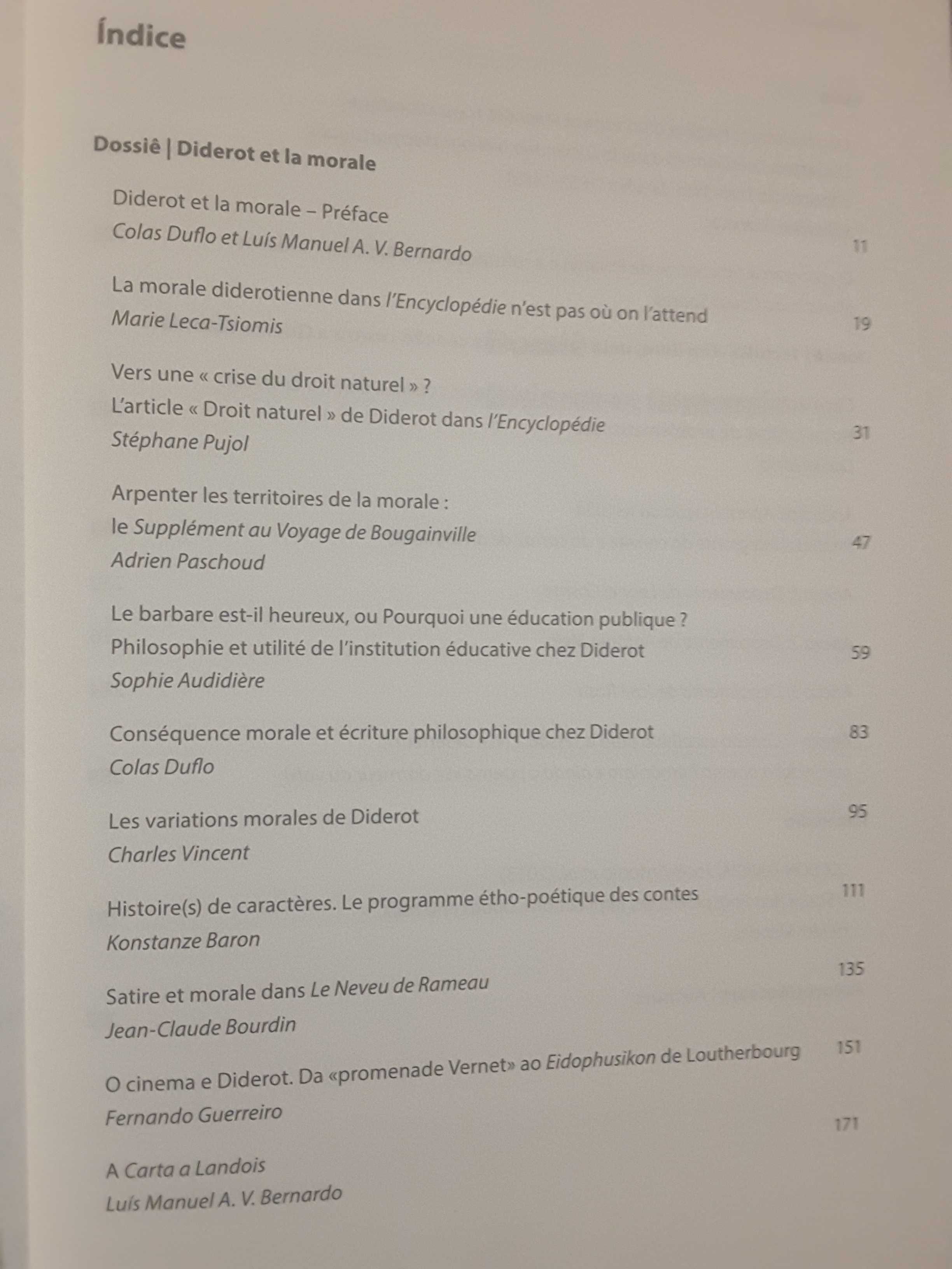 Colóquio sobre Diderot / Diderot et sa Morale/