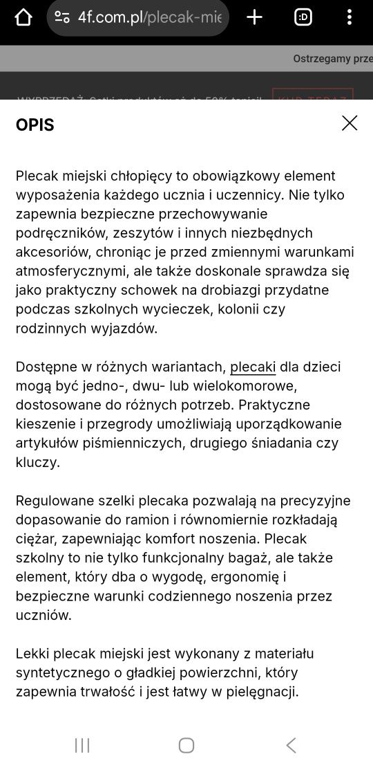 Plecak 4f nowy czarny