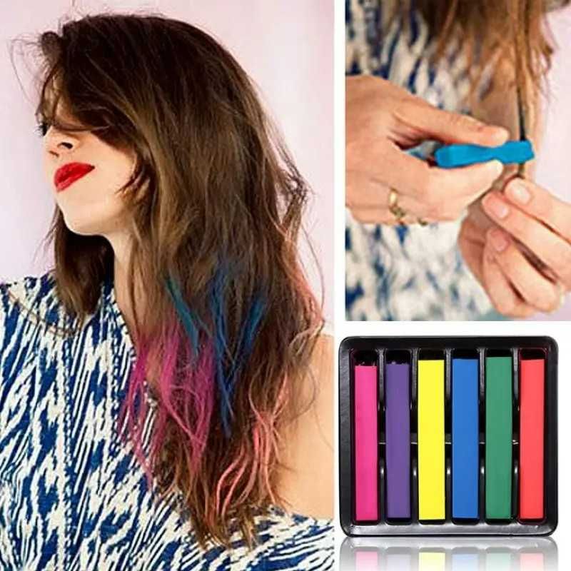 Цветные мелки для временного окрашивания волос Hair Chalk (6 цветов)