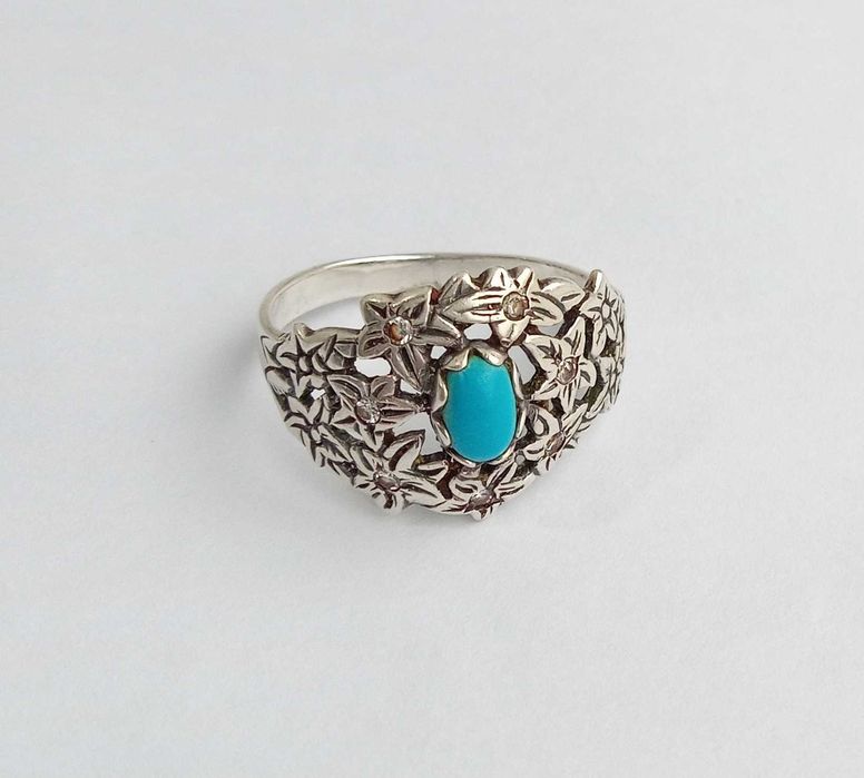 Перстень кольцо з каменем бірюза. Срібло 925 проба. Розмір 19,5