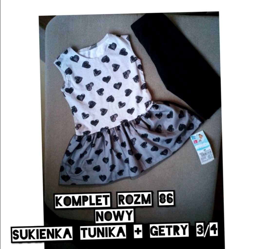 Nowy Komplet 86 tunika plus getry 86 legginsy 3/4 tunika