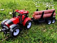 Nowy Traktorek Traktor z przyczepką i drewnem - zabawki