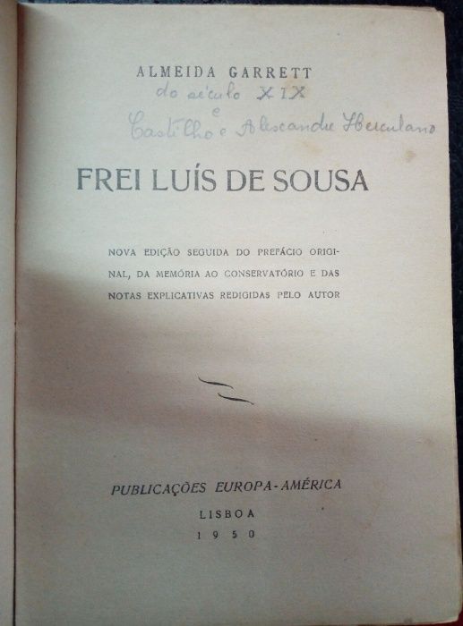 Livro antigo Frei Luís de Sousa 1950