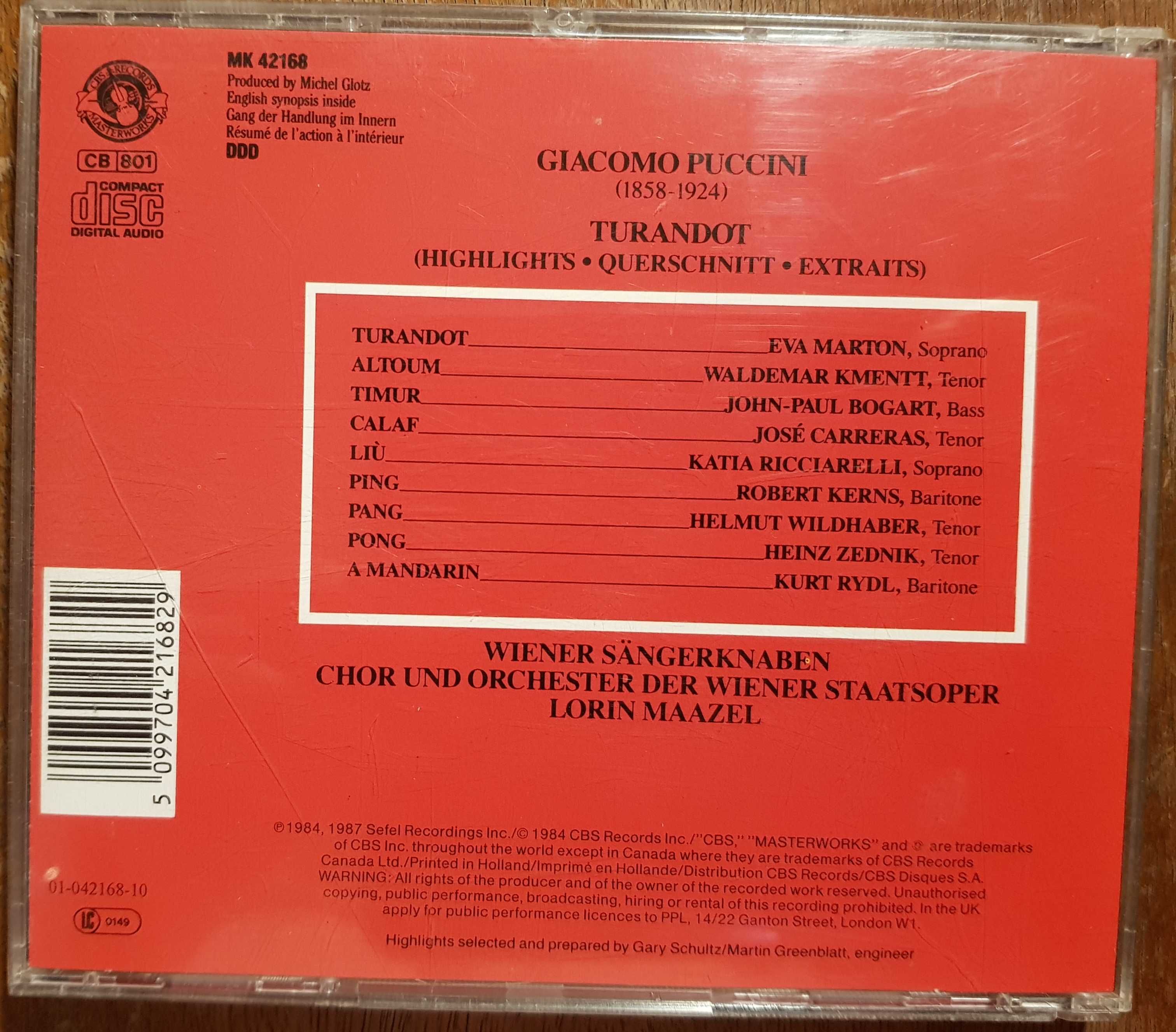 Puccini Turandot Marton, Carreras, K. Ricciarelli CD