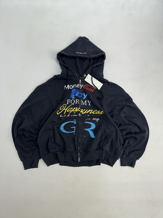 Project G/R zip opium archive distressed худі зипка черная серая худи