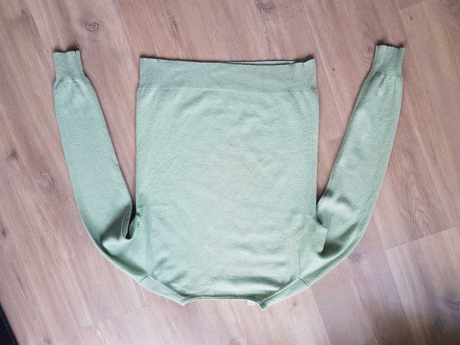 Lord&Taylor Two Ply Cashmere zielony sweter dwie warstwy 100% kaszmir