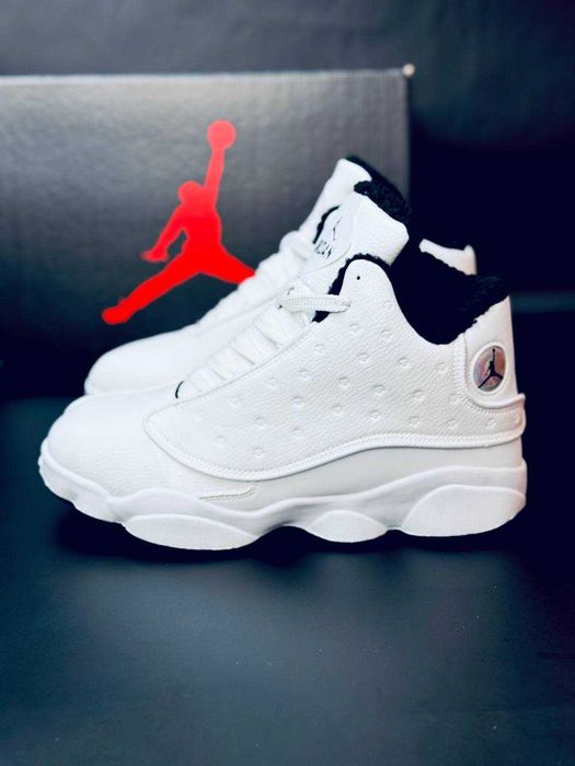 мужские зимние кроссовки jordan white на меху  красовки супер теплые