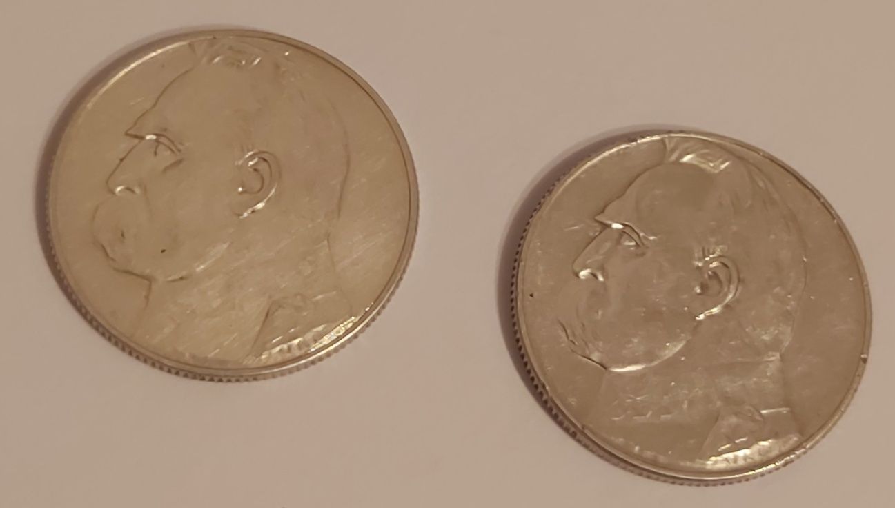2 x 5zł J.Piłsudski II RP. Srebrna moneta. 1935r i 1936r.