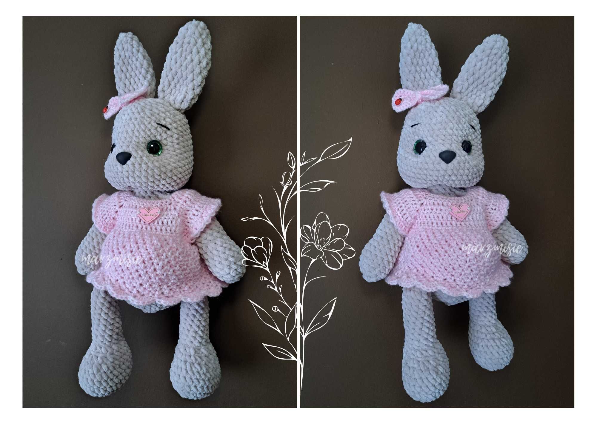Szydełkowy królik, maskotka handmade, króliczek na szydełku, amigurumi