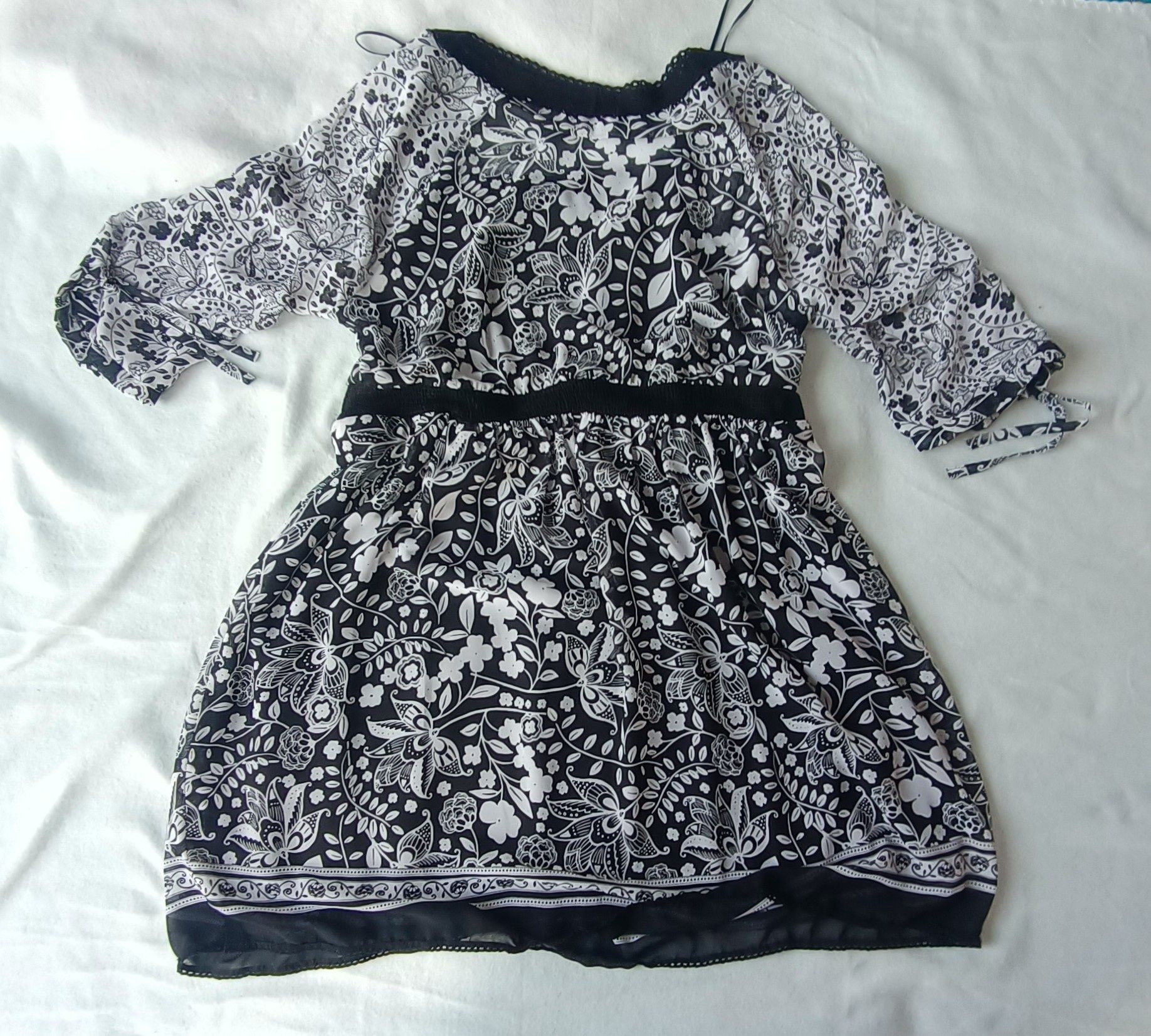 Zwiewna czarno-biała sukienka letnia, Yessica, rozmiar 44
