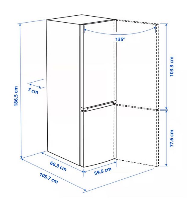 ALINGSÅS
Frigorífico/congelador, IKEA 500+ independente/aço inoxidável