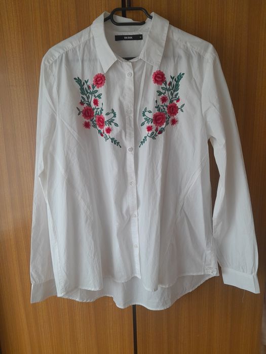 Bik bok biała haftowana bawełniana koszula oversize 38 M next jesień