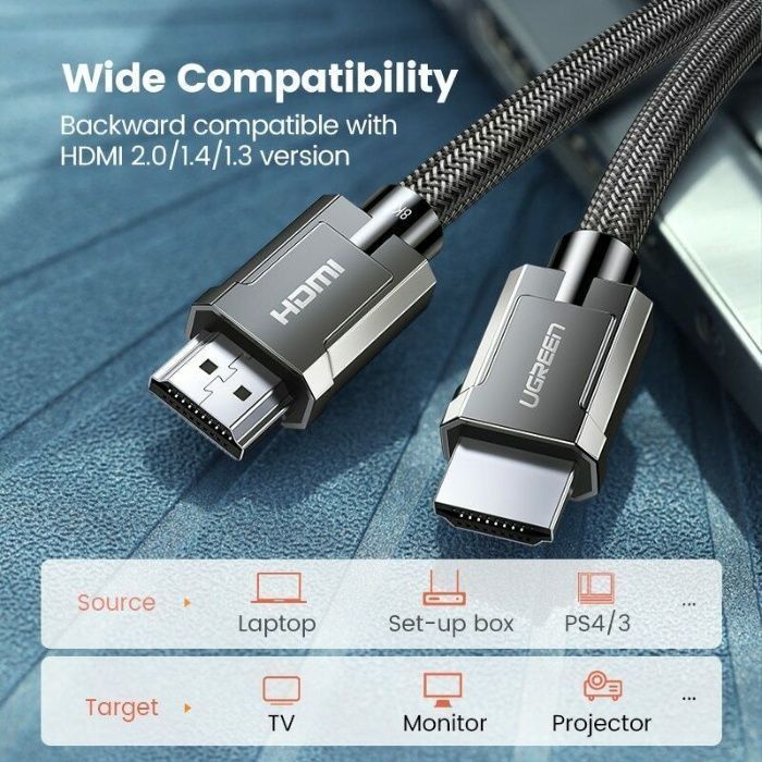 Кабель Ugreen HDMI 2.1 8K-60Hz 4K-120Hz 3D HDR 1/1,5/2/3/5м Гарантия!
