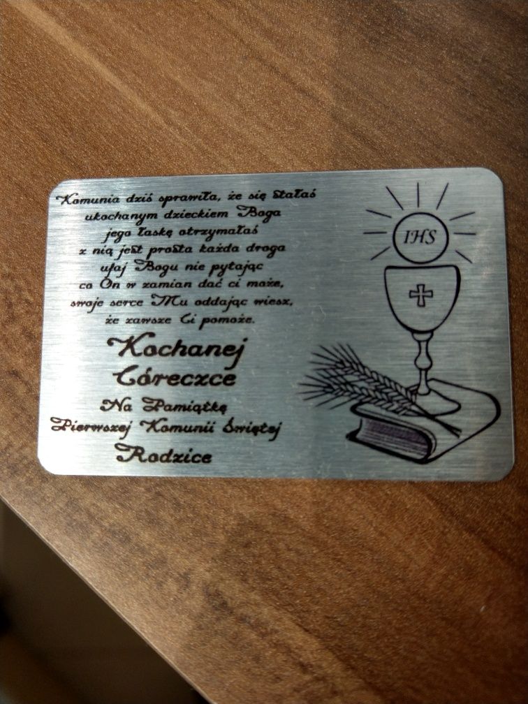 Obrazek srebrny I Komunia Św - Nowy! Tabliczka gratis!