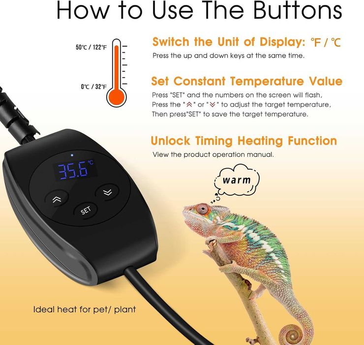 Mata grzewcza dla gadów 23 W z termostatem