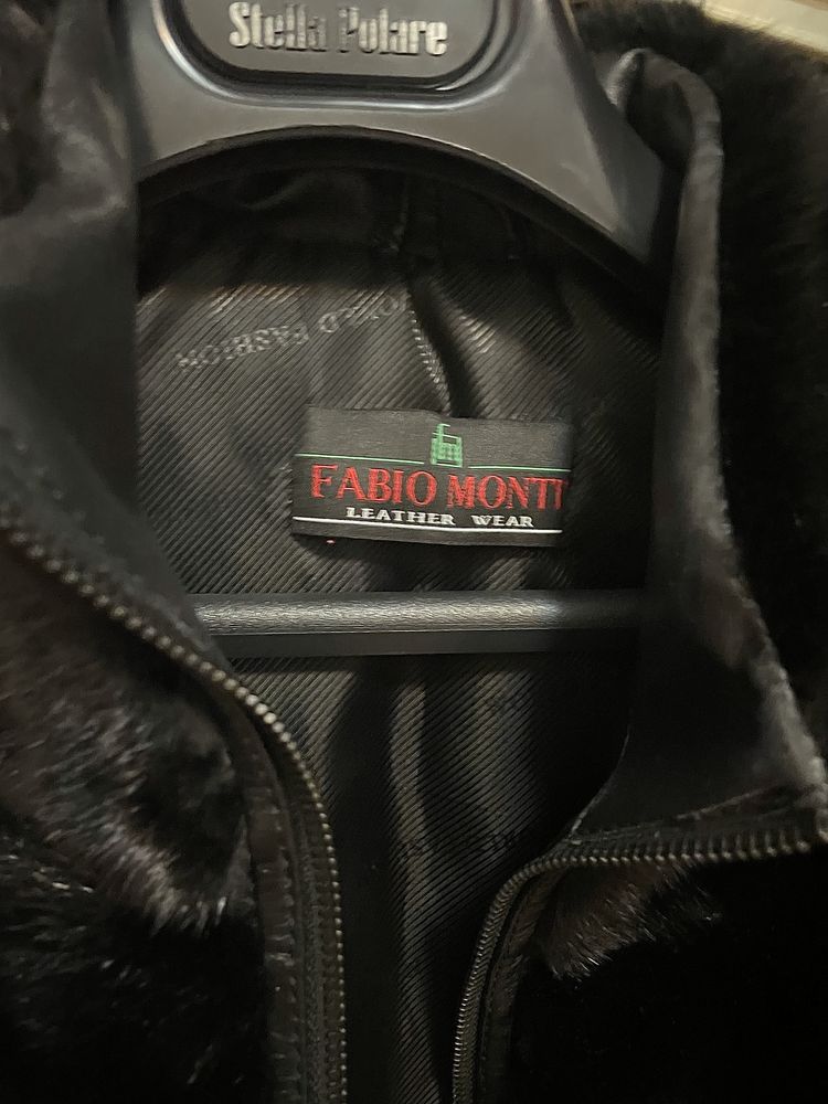 Куртка-жилетка кожаная утеплённая с мехом норки Fabio Monti,размер 36