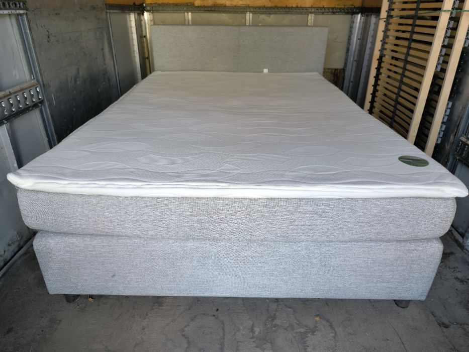 Łóżko kontynentalne 140x200 niemieckie solidne z materacem i topperem