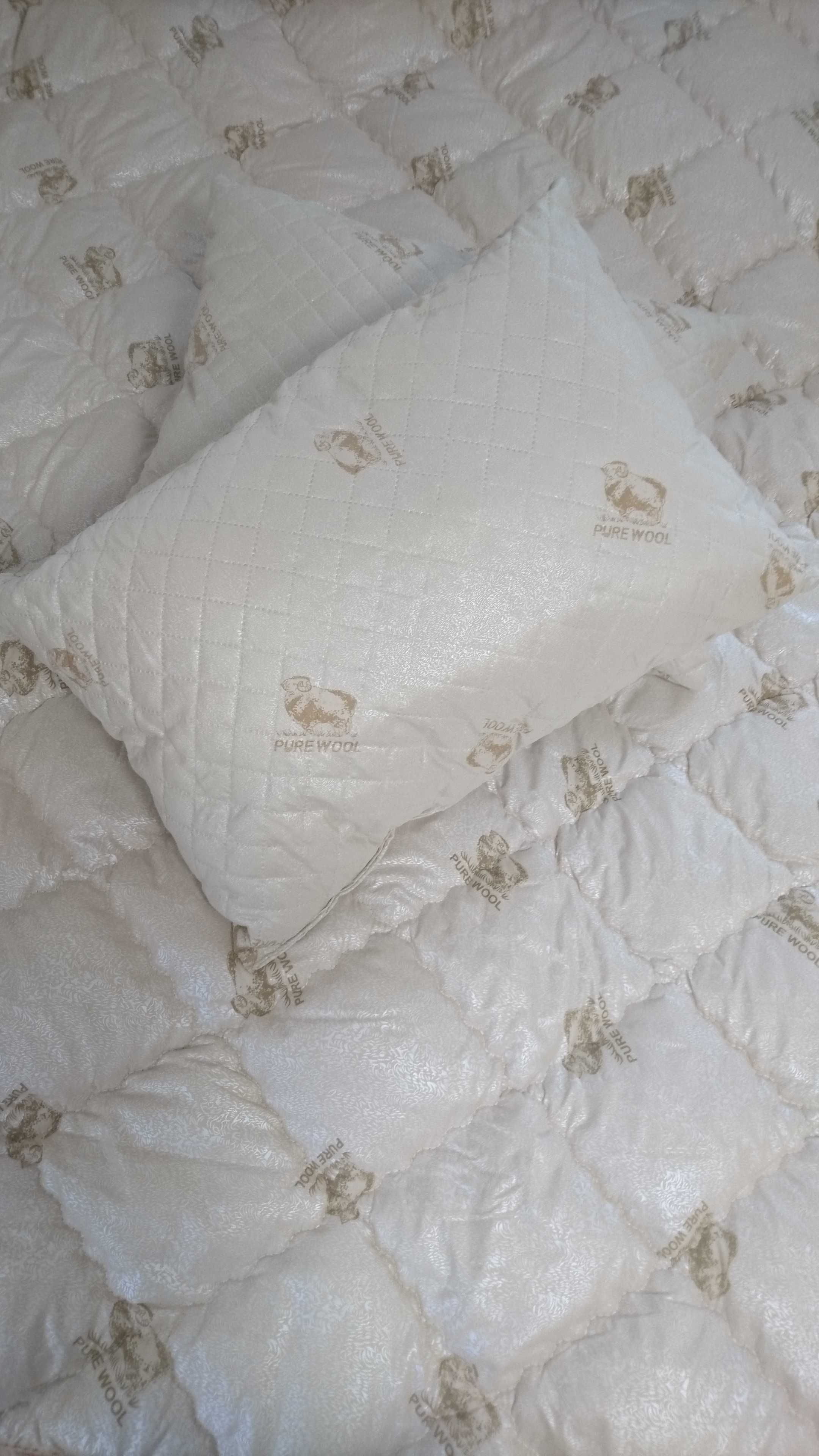 Ковдра подушка шерстяна PURE WOOL одіяло одеяло овеча шерсть комплект