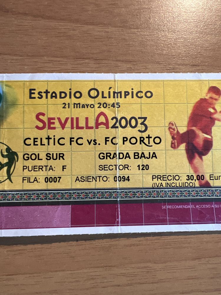 Bilhete Final Taça UEFA 2003 - FC Porto X Celtic Glasgow