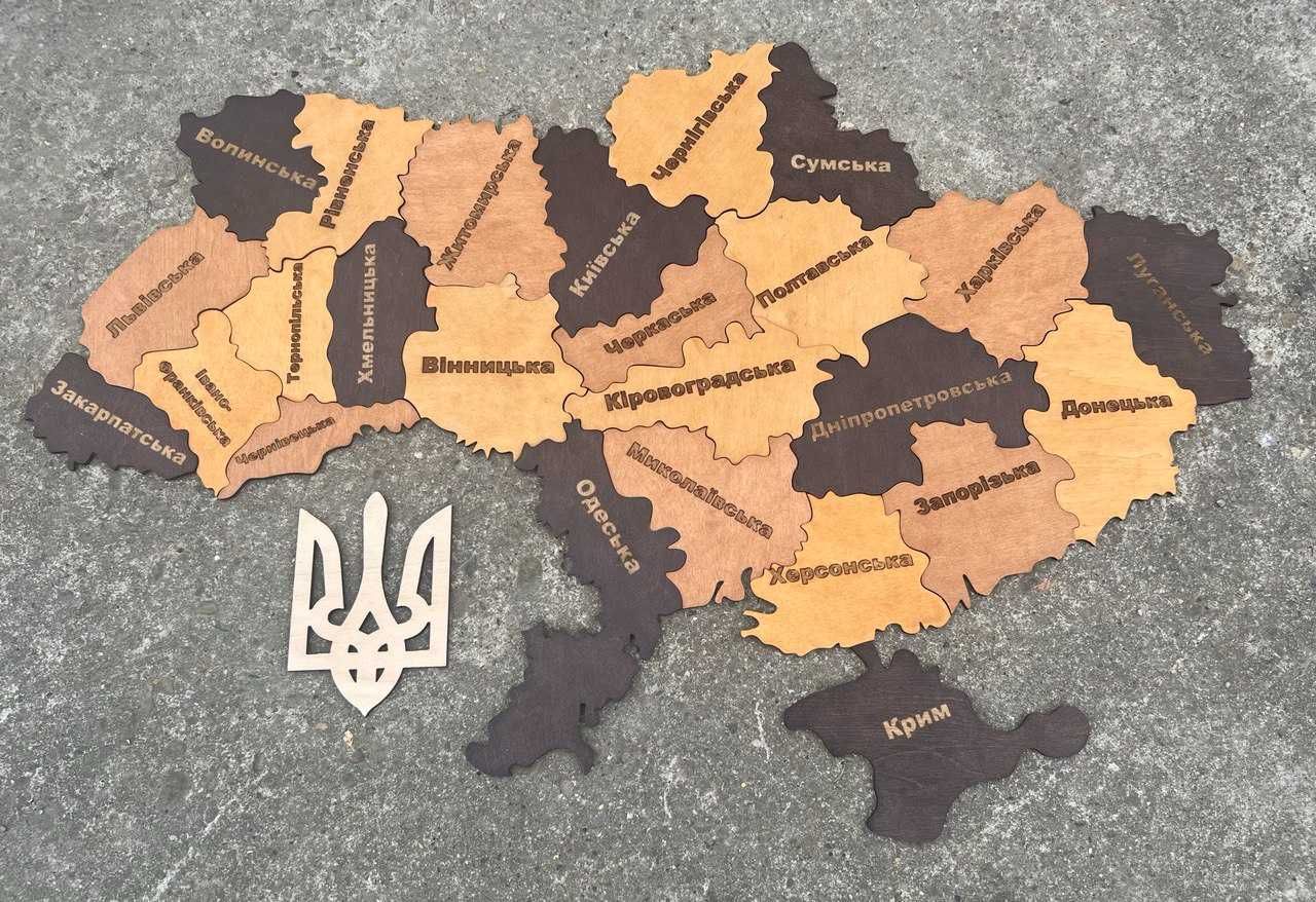 Карта пазл Україна із дерева. Мапа. Настінний декор. Карта на стіну