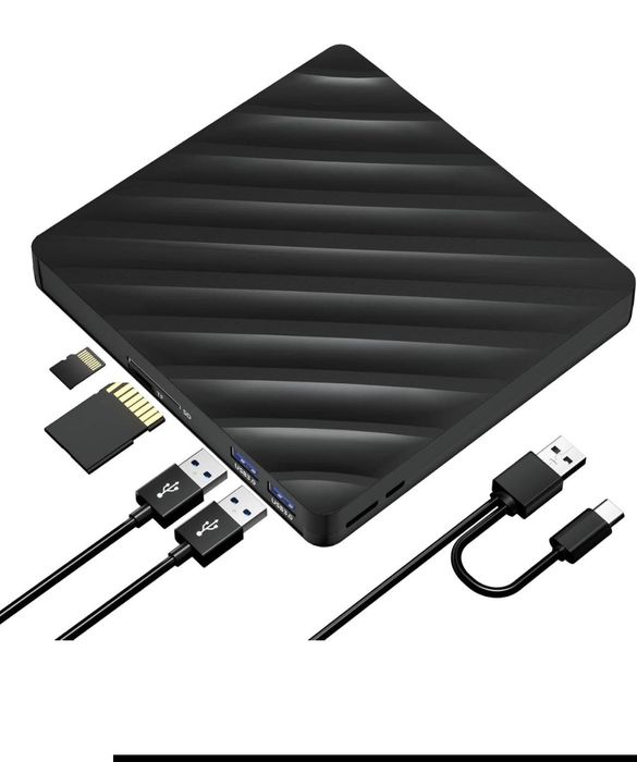 Зовнішній привід Wbacon Blu-ray 5 в 1 із картридером SD TF USB 3.0 чор