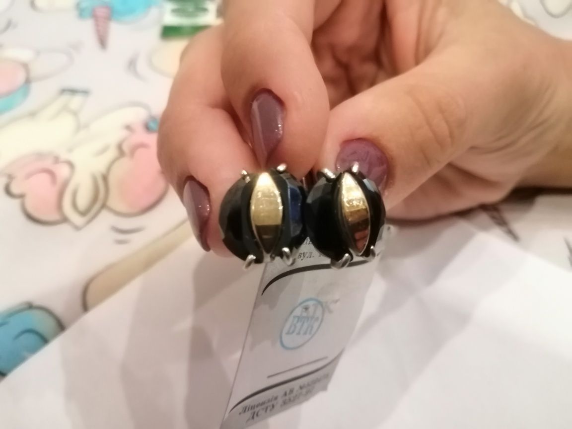Серебряный набор фианит  серьги и кольцо 925пр.камень фианит золотые в