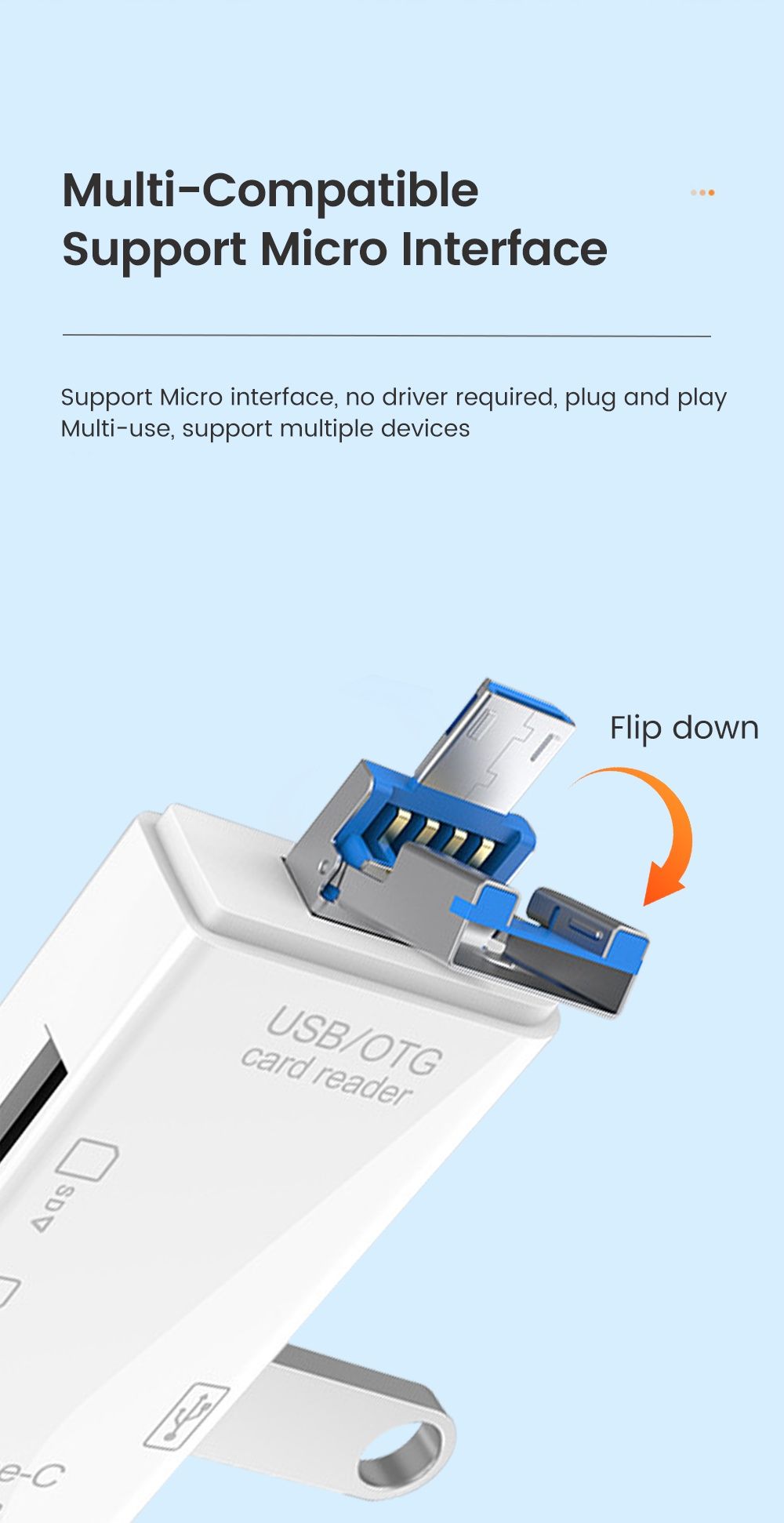 Czytnik kart pamięci 6w1 SD MicroSD USB TYP-C MicroUSB TF adapter