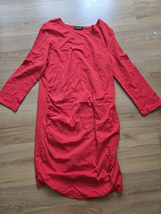 Czerwona, elegancka sukienka ciążowa, LUMIDE one się (m-xl)