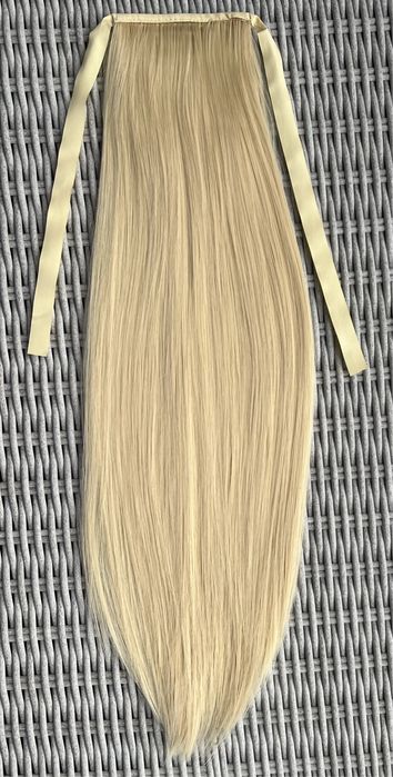 Premium Ultra włosy doczepiane, jasny blond, kucyk, treska