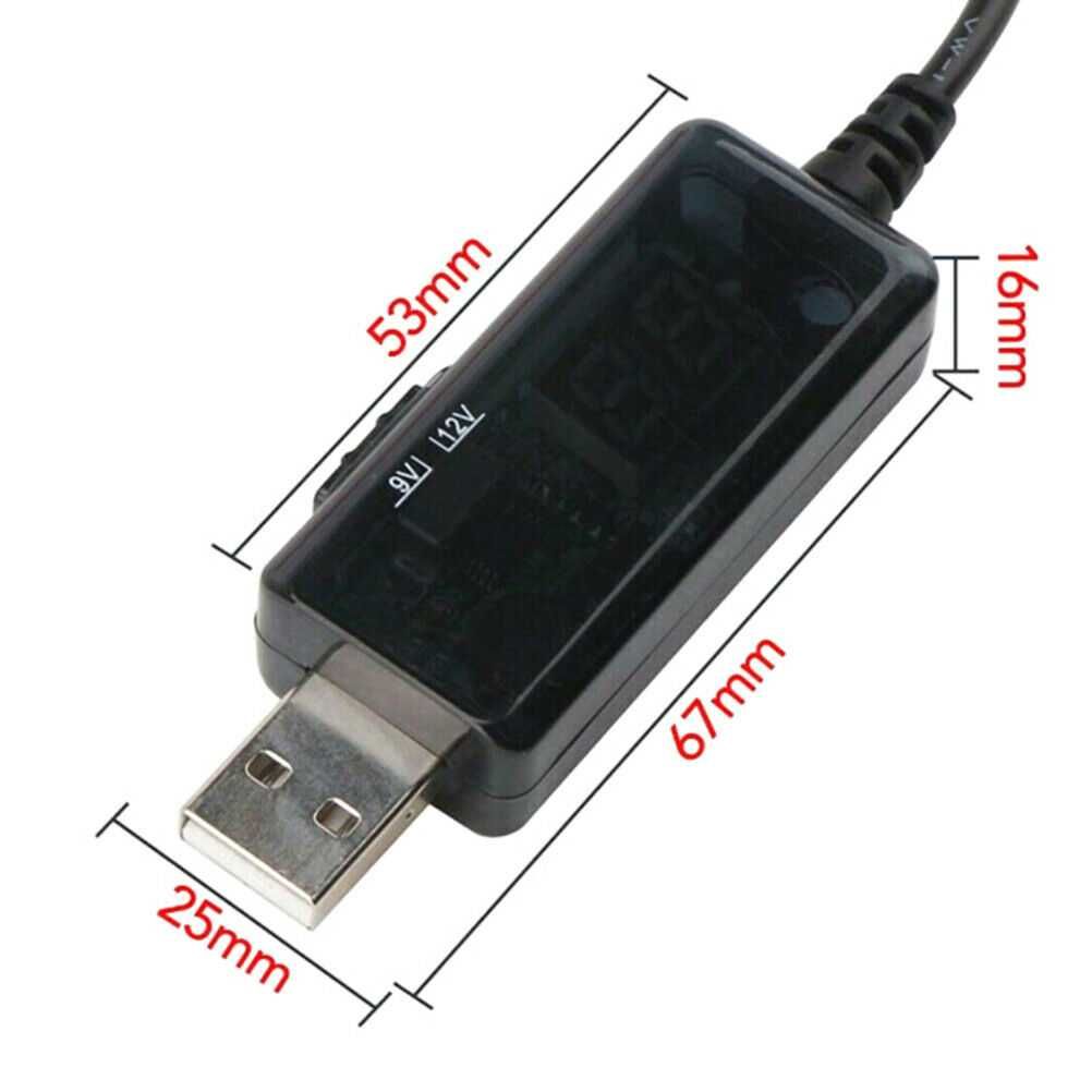 Кабель с повышающим преобразователем напряжения DC DC USB 5В в 9В-12В
