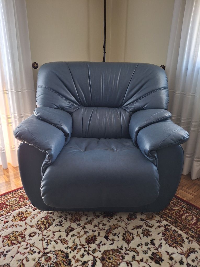 Sofás Pele Vintage Azul