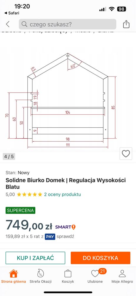 Biurko drewniane rosnace z dzieckiem