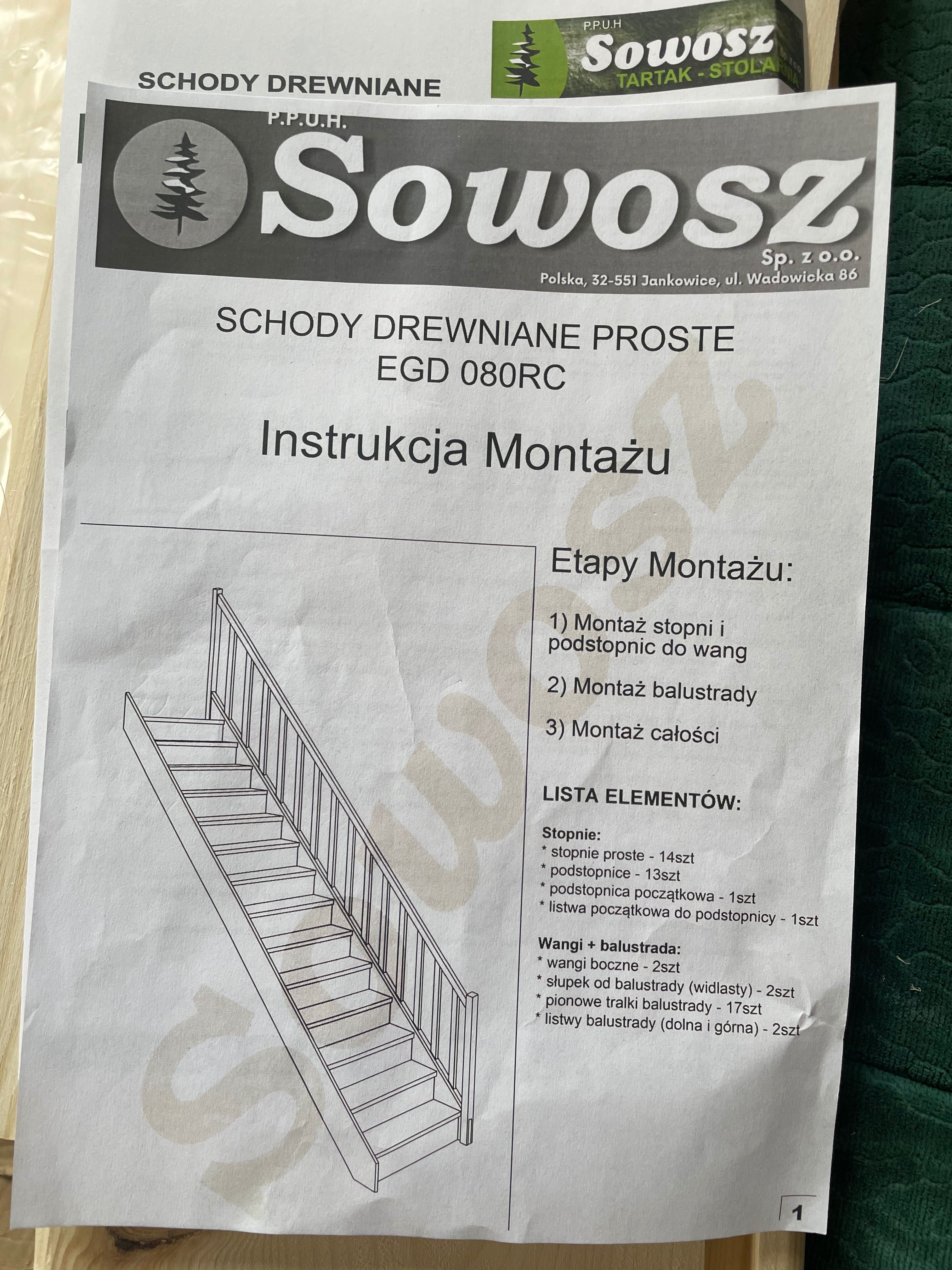 Schody drewniane proste zabudowane EGD 080RC