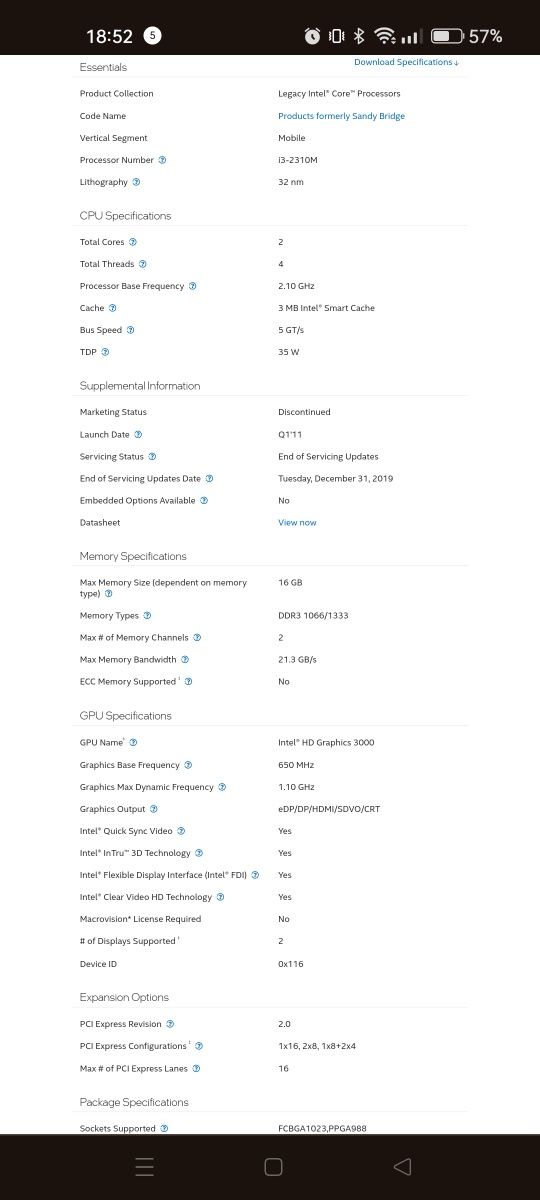 Intel core i3-2310m