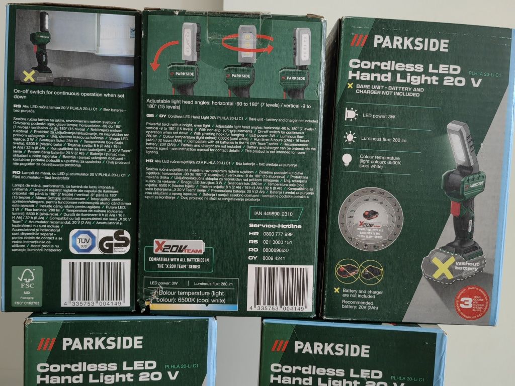 Акумуляторний світлодіодний прожектор Parkside PLHLA 20 C1 ліхтарик