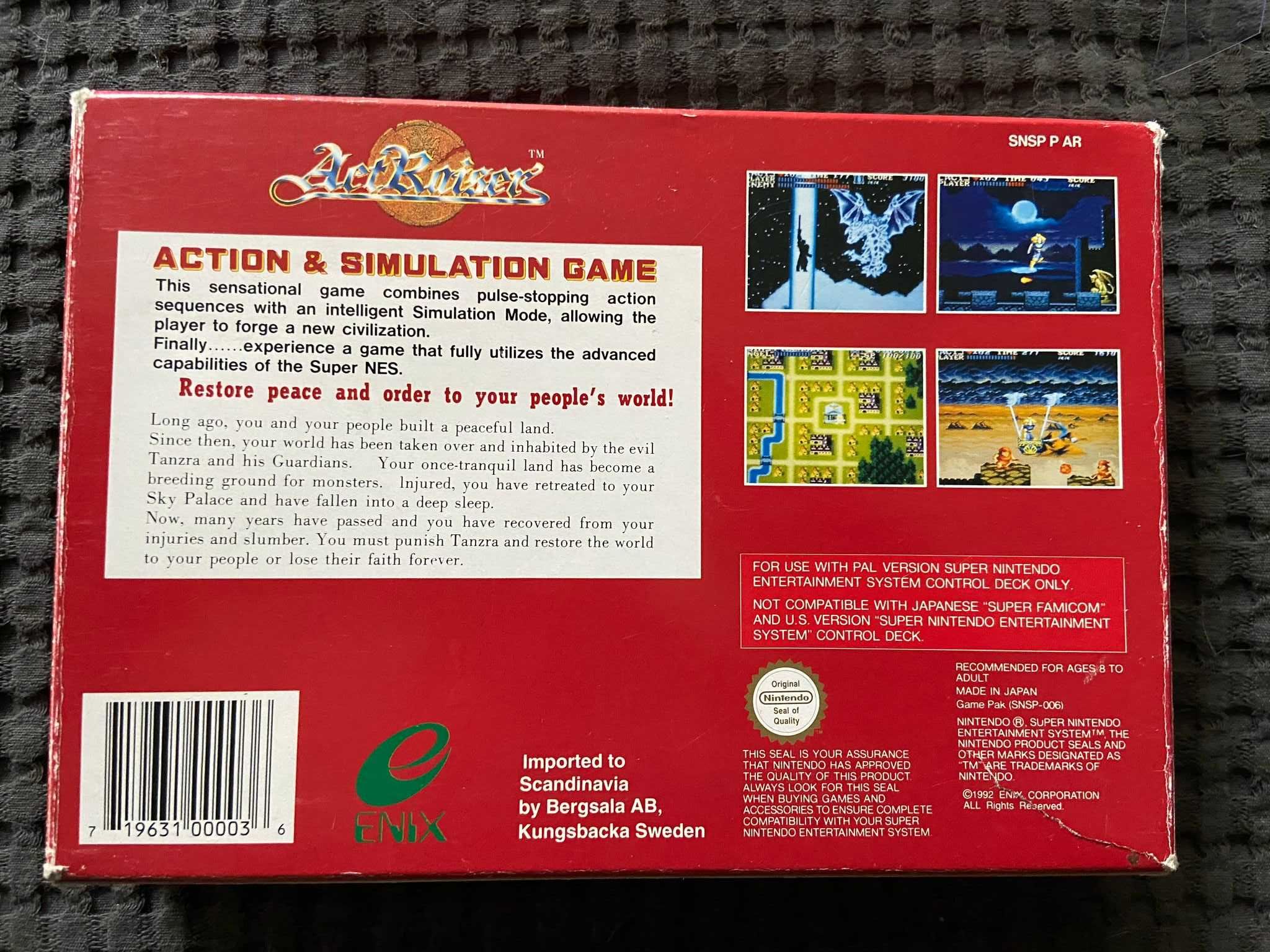 ActRaiser SNES wersja PAL EN CIB