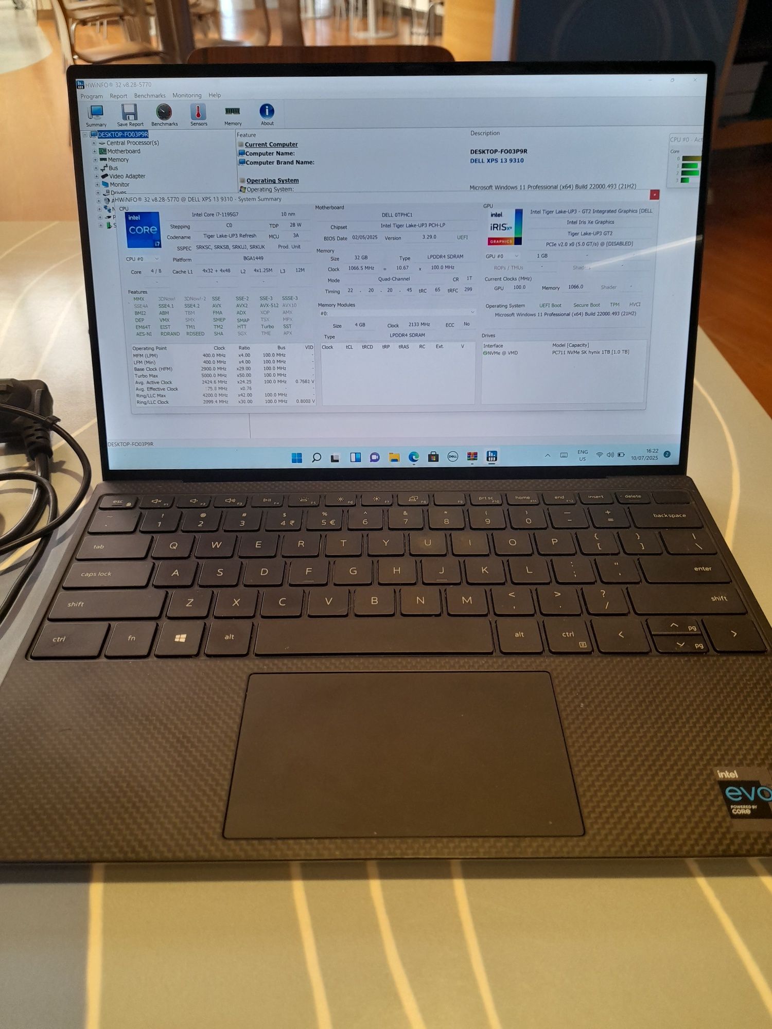 Notebook portátil DELL XPS 9310 i7 1TB