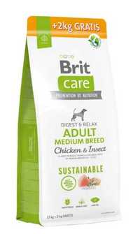 Brit Care Dog Sustainable Adult Medium Breed 12+2 кг, курка/комахи