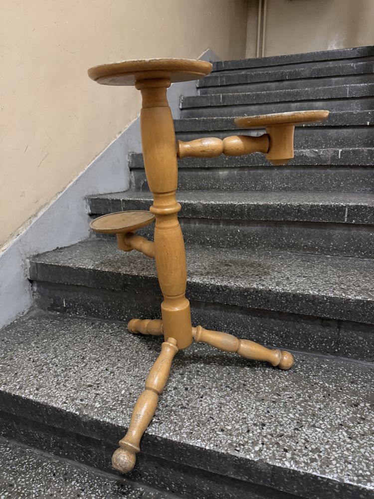 drewniany kwietnik vintage prl