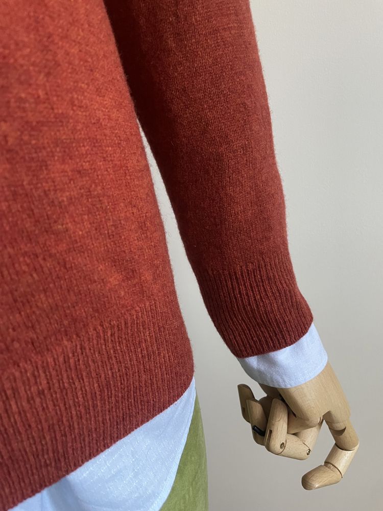 Męski sweter w serek Marks&Spencer M 100% wełna owcza jesień zima