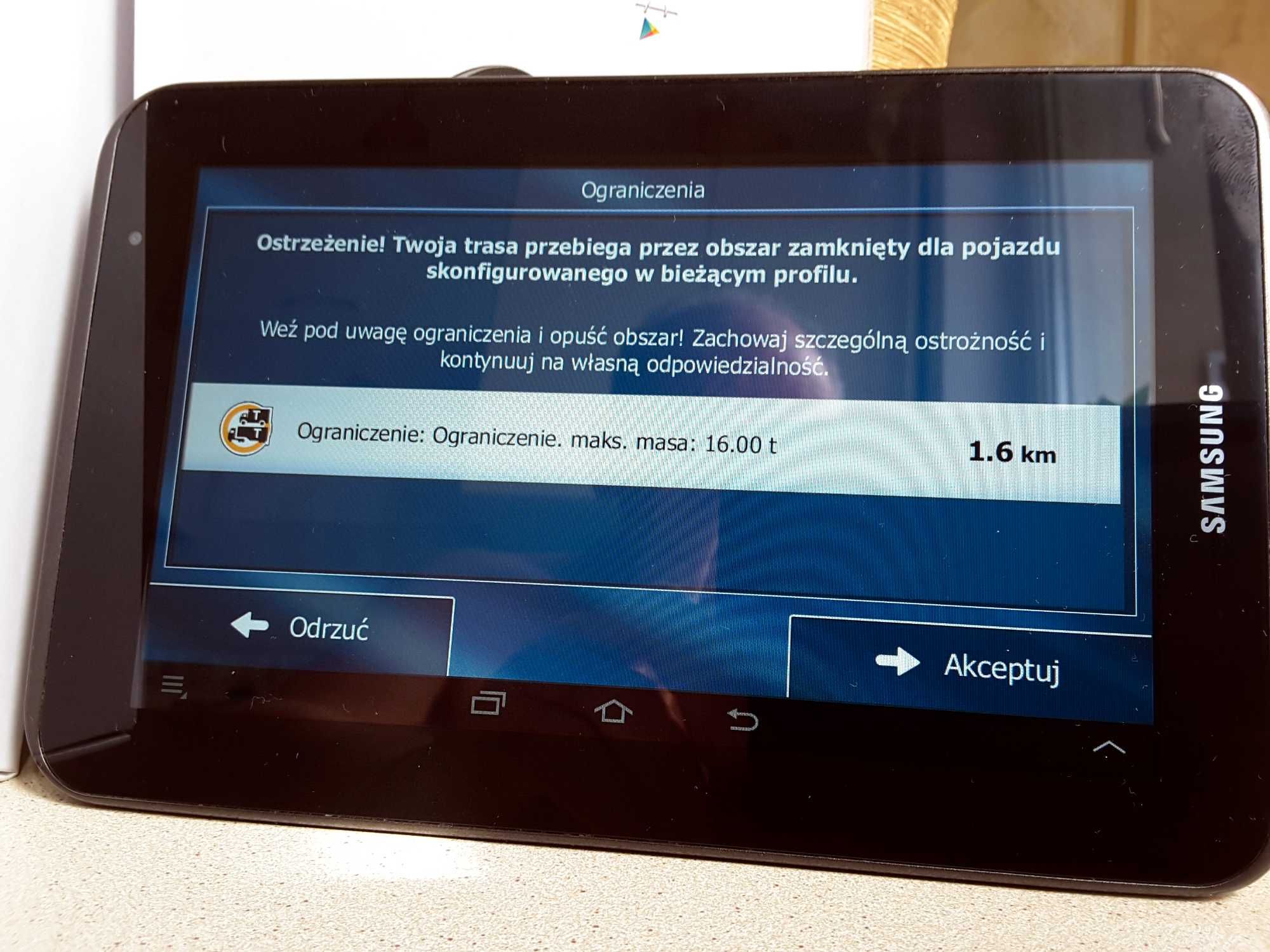 Tablet Samsung Tab 2    7 cali   navi IGO Primo Truck